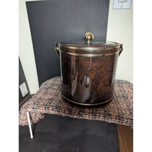 Vintage Mid Century Modern Bar Georges Briard? Tortoise Shell Vinyl Ice Bucket